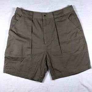 Bugle Boy Co Mens Vintage 90s Cargo Shorts Olive Drab Cotton Twill 36W Utility